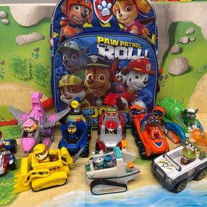 Paw Patrol Colorful Toy Vehicle Set with Backpack